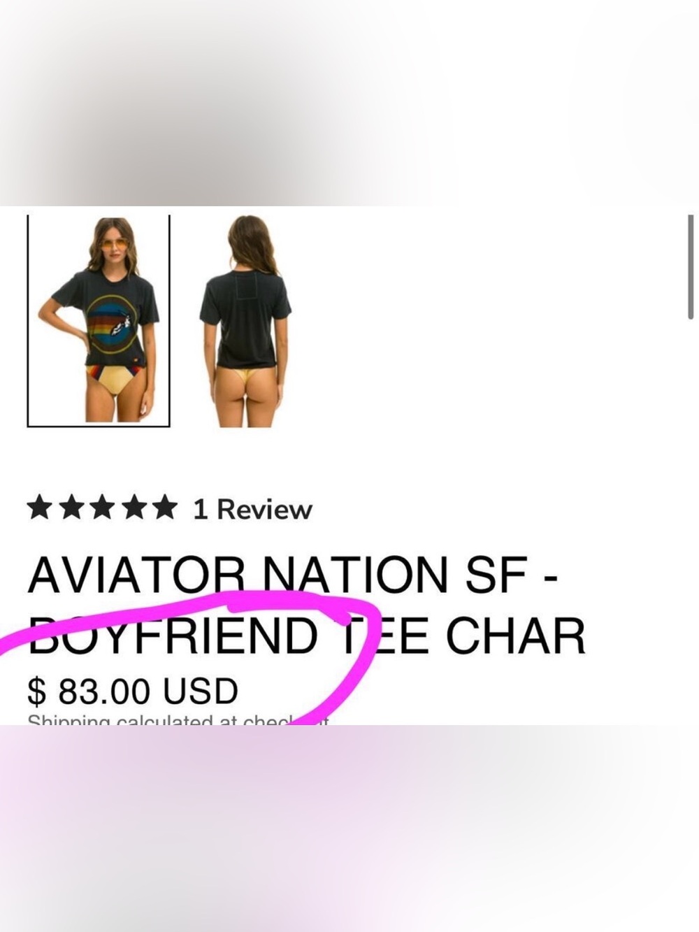 AVIATOR NATION Women’s Charcoal ASPEN CO  BOYFRIEND Crop Graphic T-Shirt size XS - Picture 3 of 8